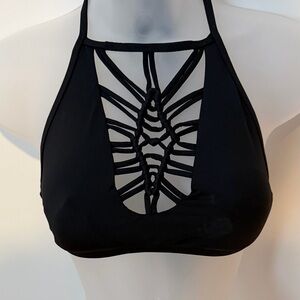 Becca Black Halter Bikini Top with Intricate Straps Like New!